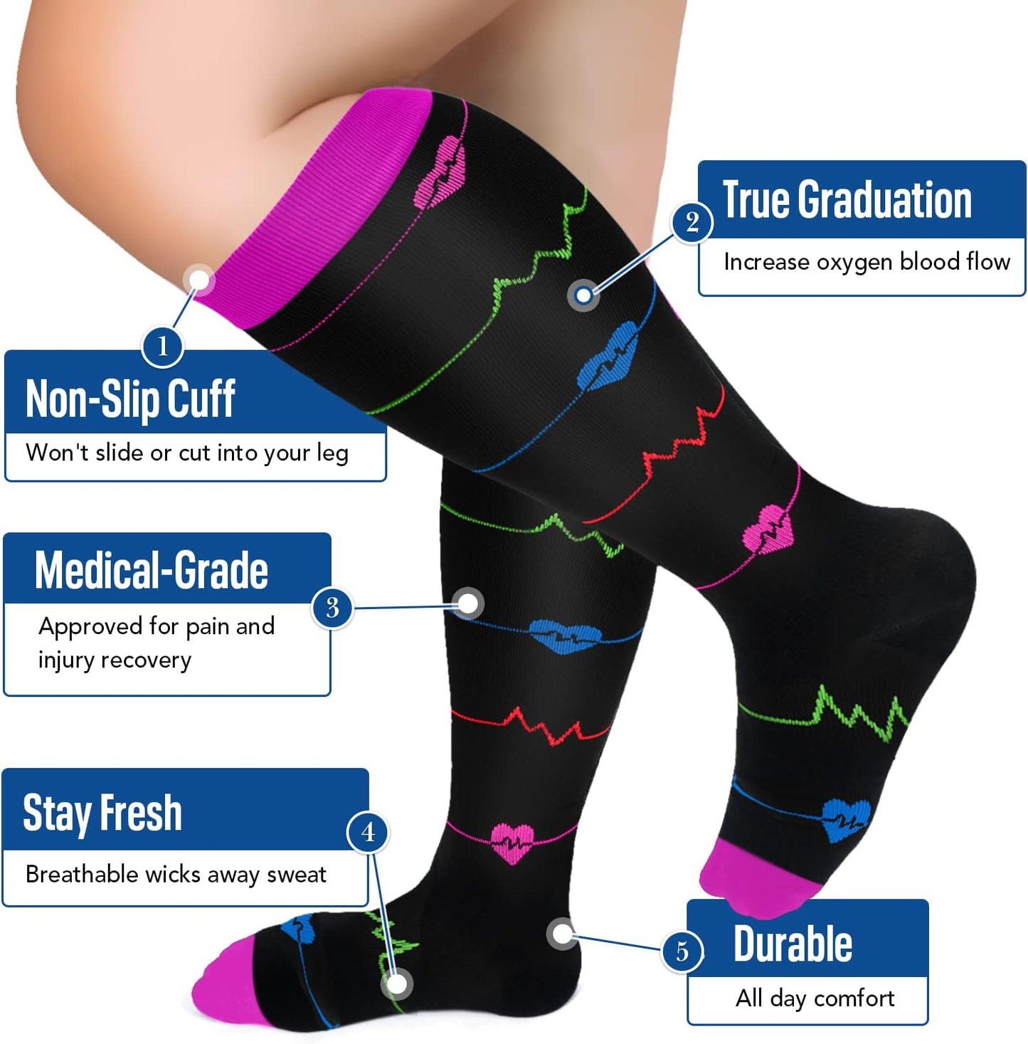 Wide Calf Nurse Compression Socks